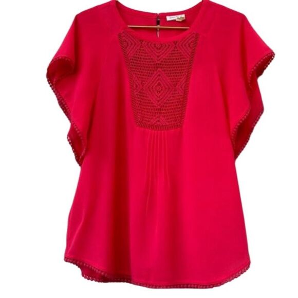 Anthropologie Meadow Rue Anele
Crochet Flutter Dolman Sleeve
Blouse Coral sz S - Picture 1 of 12